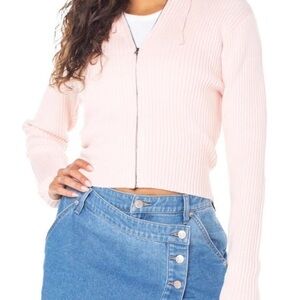Pink zip front ribbed sweater hoodie by Celebrity Pink. New without tags.